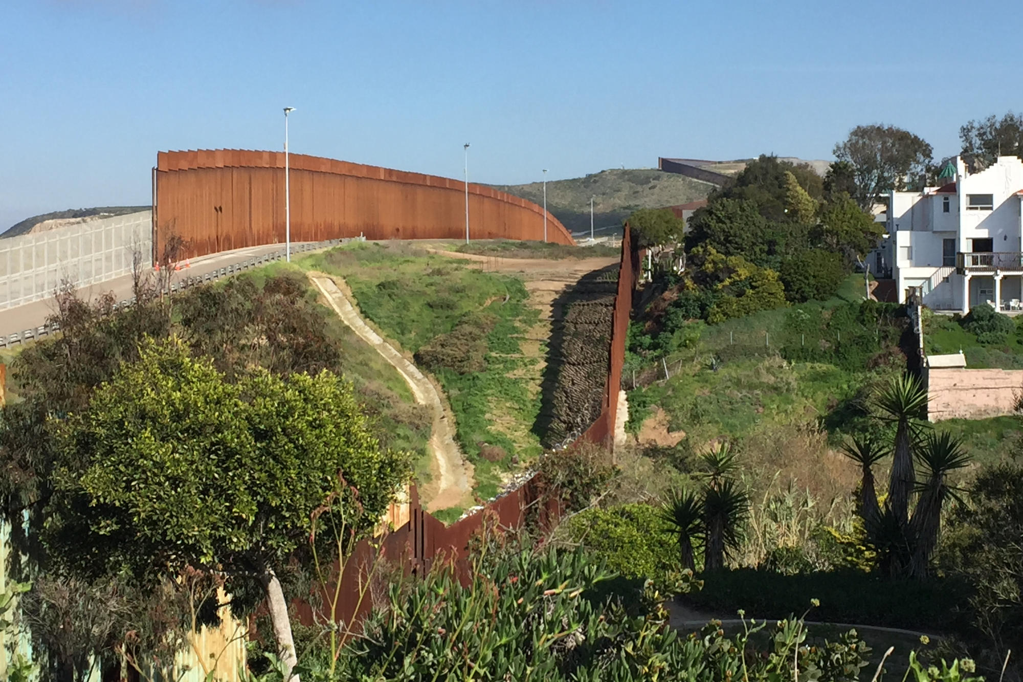 The double wall of steel bars between Tijuana and San Diego.